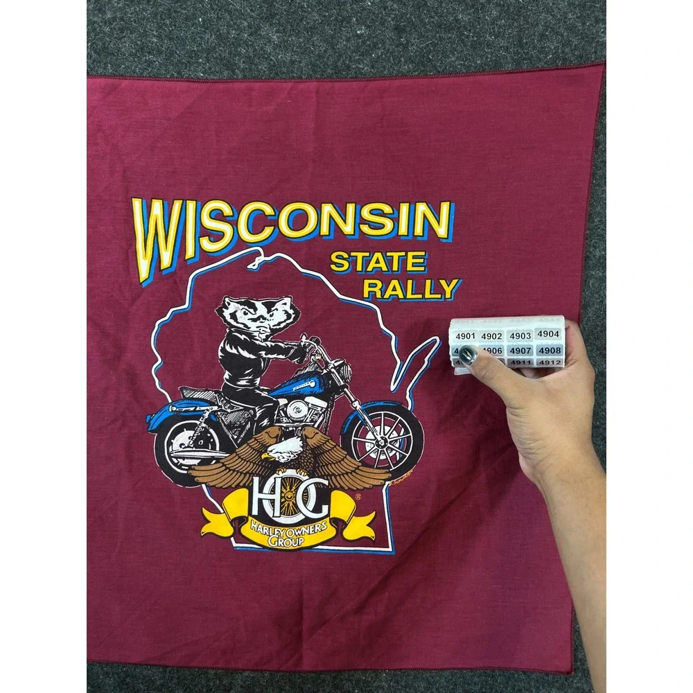 VTG Harley Davidson HOG Wisconsin State Rally Bandana Burgundy Badger Motorcycle